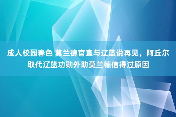 成人校园春色 莫兰德官宣与辽篮说再见，阿丘尔取代辽篮功勋外助莫兰德信得过原因