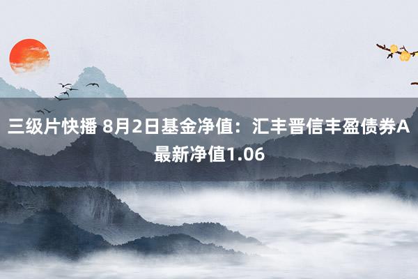 三级片快播 8月2日基金净值：汇丰晋信丰盈债券A最新净值1.06