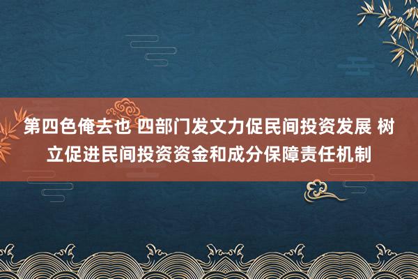 第四色俺去也 四部门发文力促民间投资发展 树立促进民间投资资金和成分保障责任机制