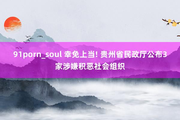 91porn_soul 幸免上当! 贵州省民政厅公布3家涉嫌积恶社会组织